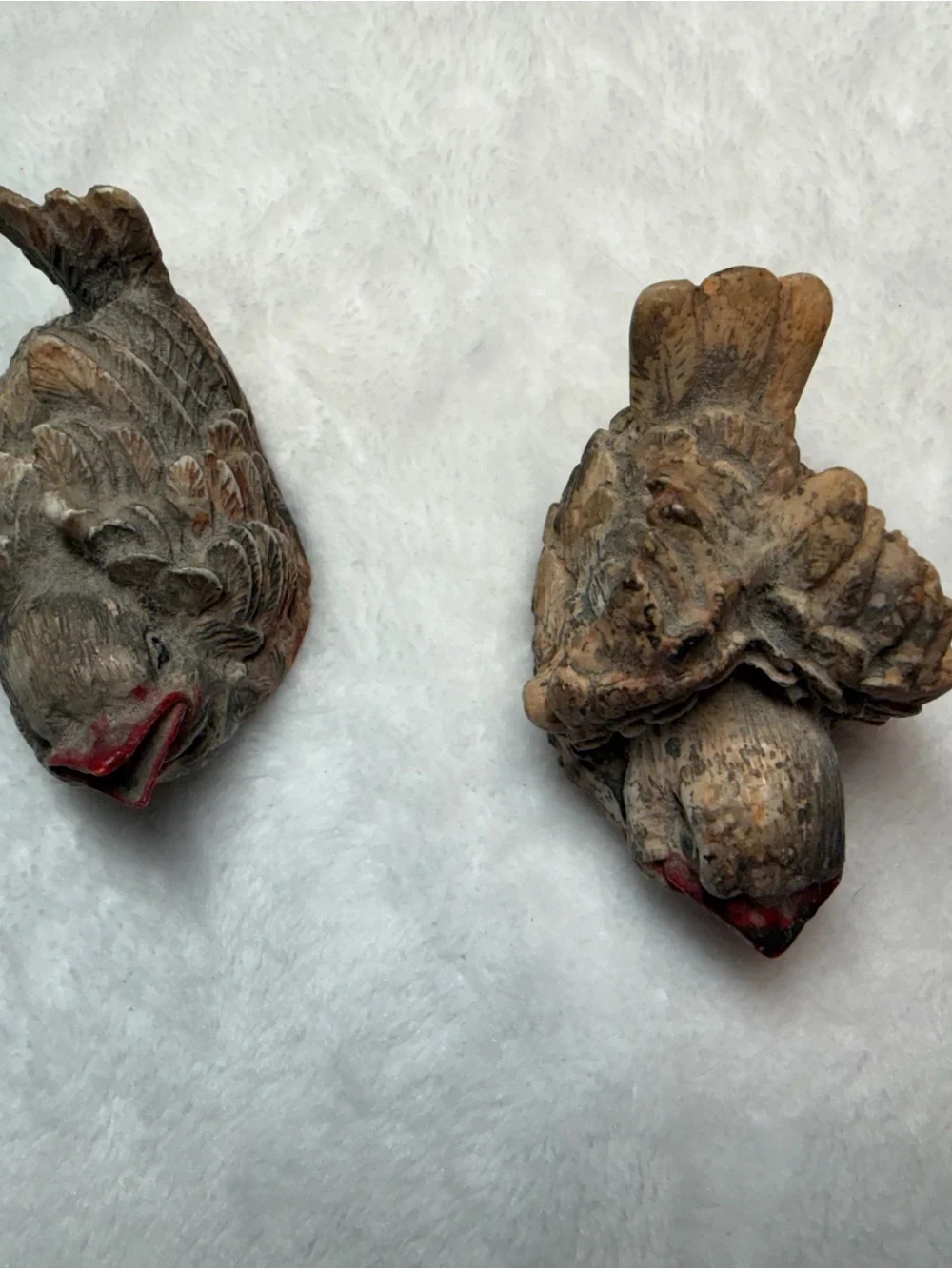 Vintage Albert E Price Carved Resin Baby Bird Sparrows Finches Figurine Set Of 2